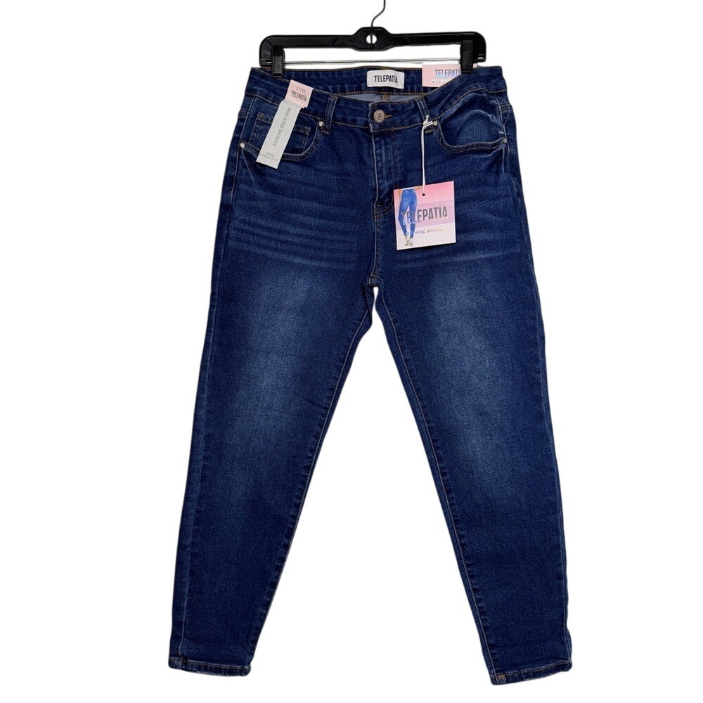 Telepatia‎ Women's Dark Blue High-Rise Skinny Jeans